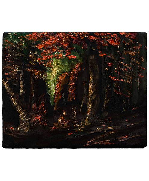 El bosque de Courbet 19x24cm oil on black velvet 2025 2