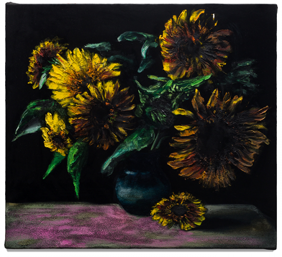 Jorge_Diezma-Girasoles-54x60cm-oil-on-black-velvet-2025