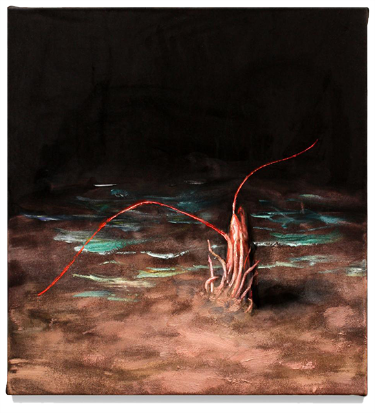 Jorge_Diezma-langostino-en-la-playa-65x61cm-oil-on-black-velvet-2025