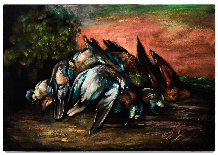 Montonera 51x74cm oil on black velvet 2025